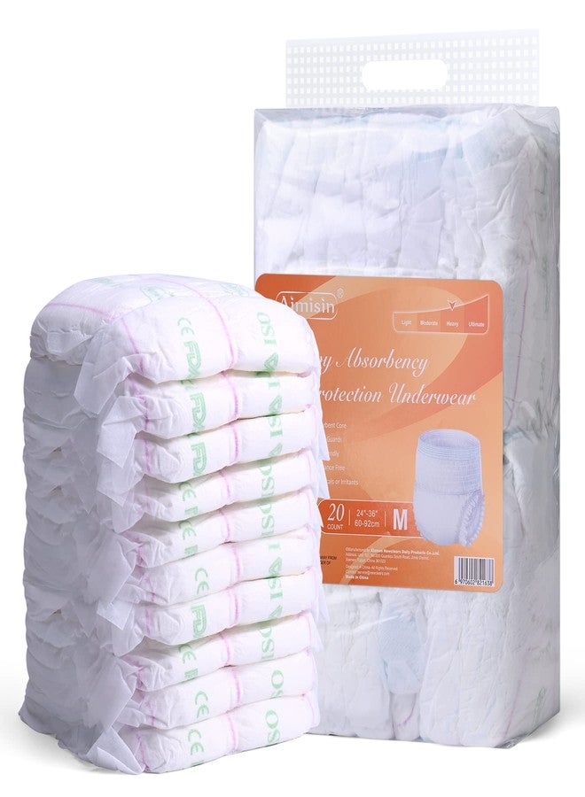 Aimisin Adult Incontinence Underwear, Medium - 20 Count, Overnight Heavy Absorbency for Bladder Leakage Protection - Image 1